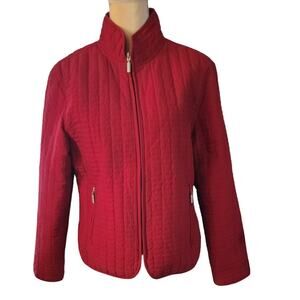 Jane Ashley Women's Red Quilted Full Zip Shacket Jacket Size Medium